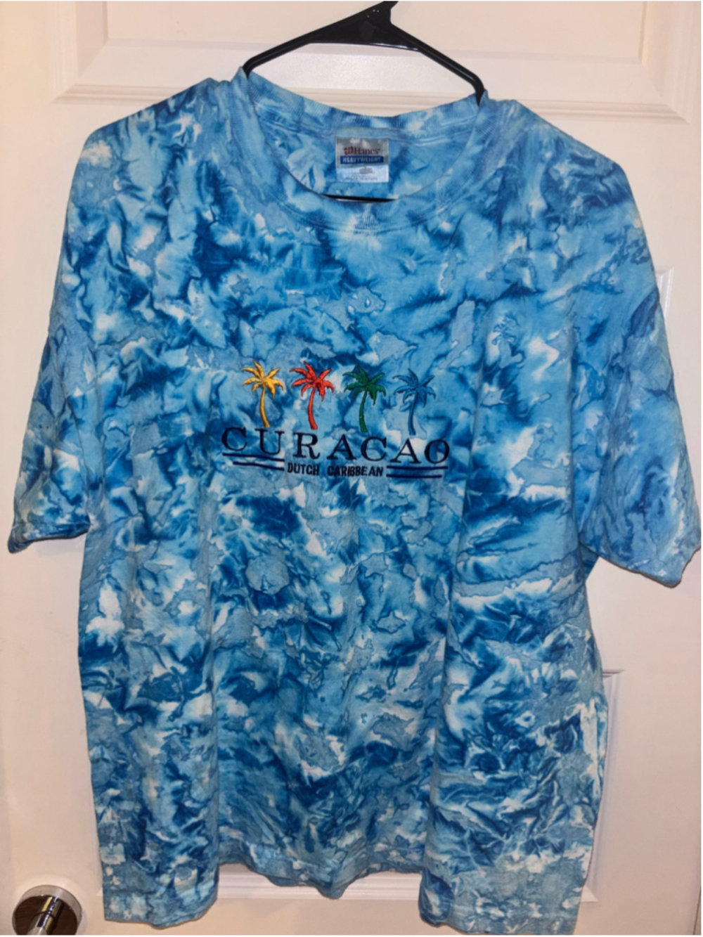 Men's Hanes Curacao Tie-Dye Graphic Short Sleeve Tee Blue White XL